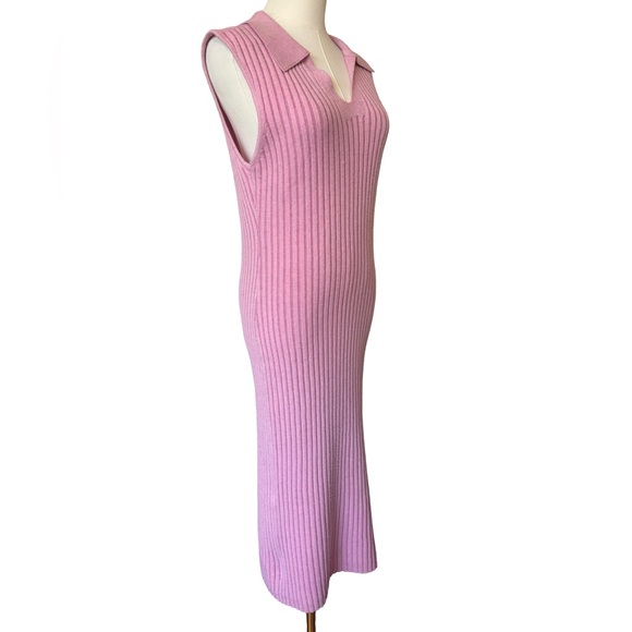 Steve Madden Ribbed Pink Midi Sleeveless Sweater Dress Large - Picture 3 of 13